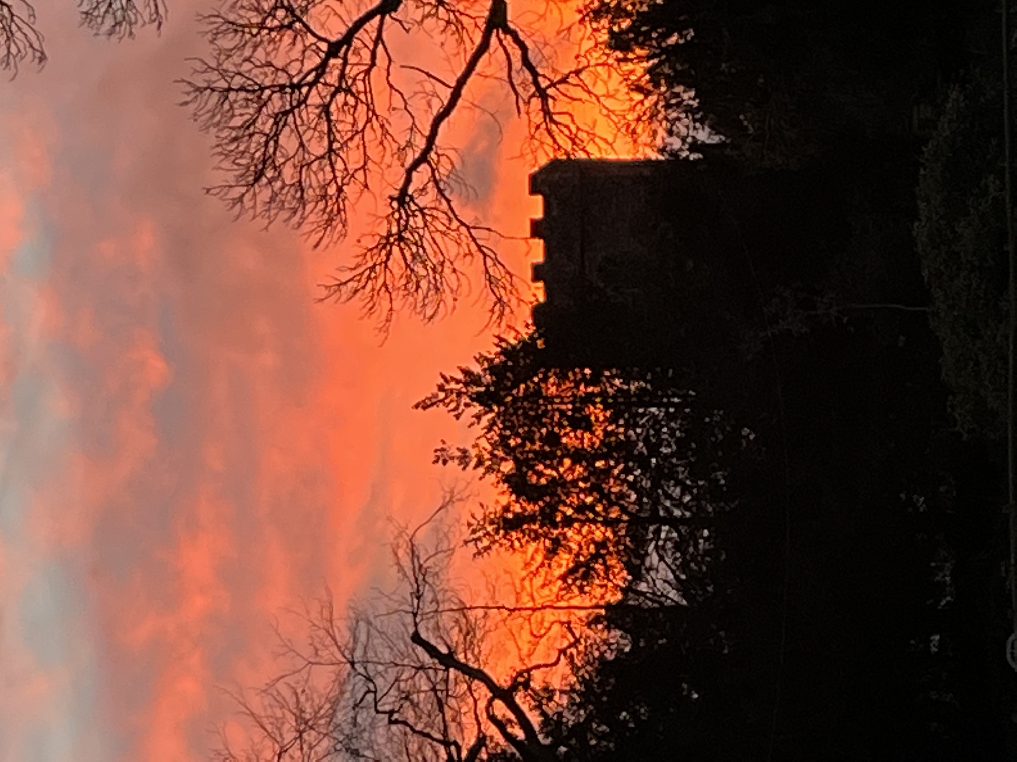 Sunset over the village Church